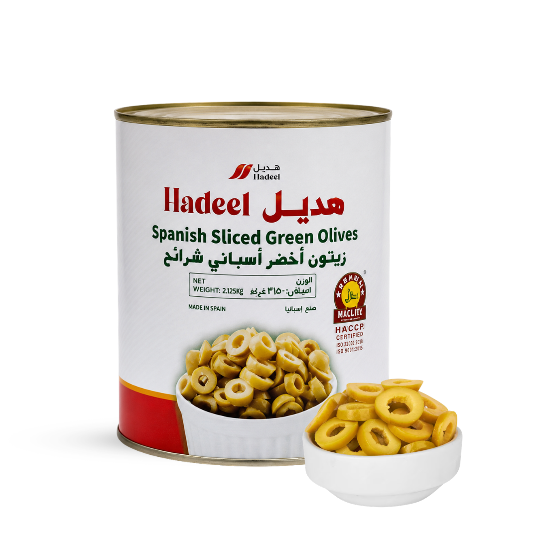 Spanish Sliced Green Olives Hadeel 6 x 1560 GM