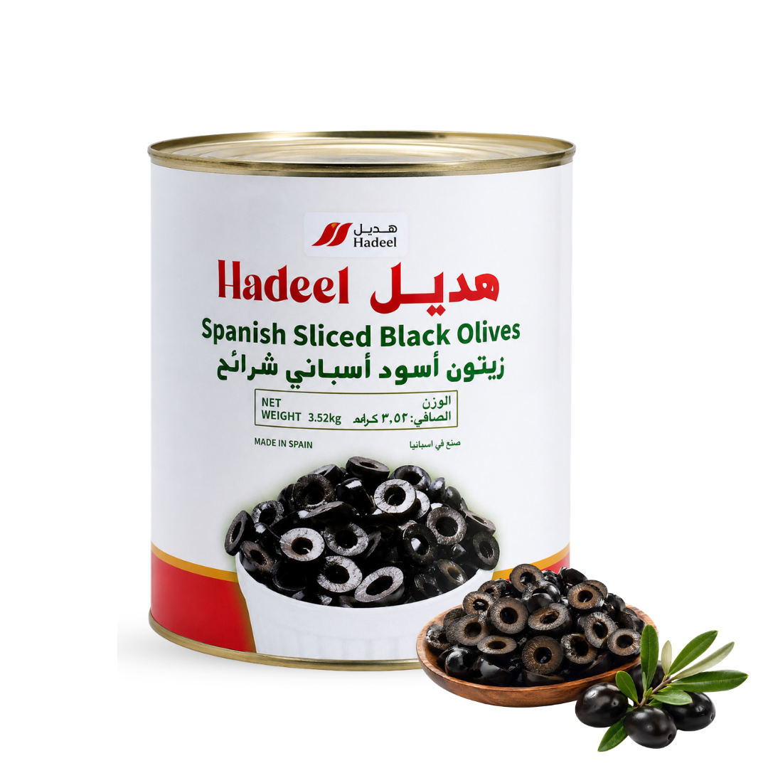 Spanish Sliced Black Olives Hadeel 6 x 1560 GM